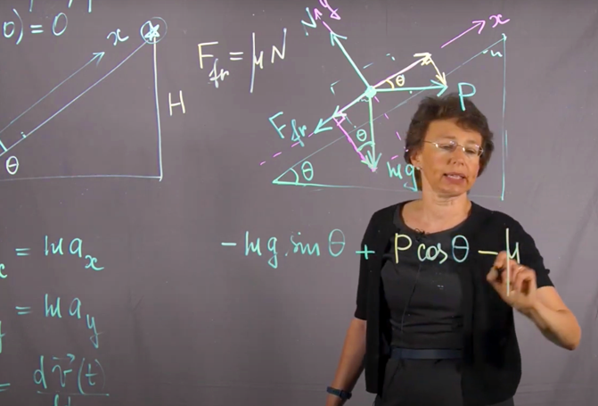 Tatiana writing equations from Newton's Law